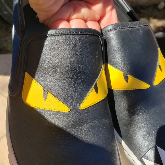 Fendi Black and White Monster Slip-On Sneakers - Picture 7 of 12